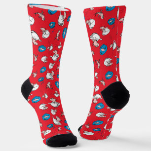 Die Katze im Hut   Das rote Fischmuster Socken