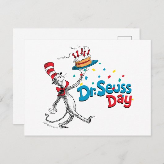 Die Katze im Hut | Dr. Seuss Day Postkarte (Vorne/Hinten)