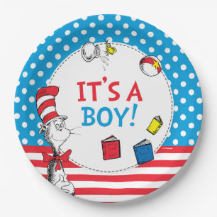 Die Katze im Hut Es ist eine Jungen-Babyparty Pappteller