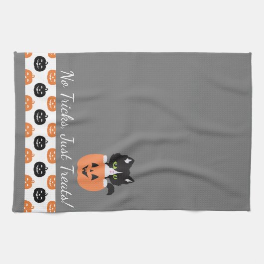 Die Katze im Kürbishandtuch Geschirrtuch (Horizontal)