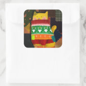 Die Katze im Ugly Sweater Quadratischer Aufkleber (Tasche)