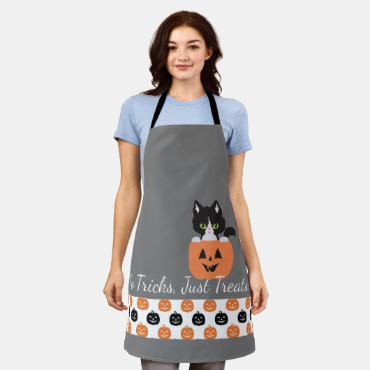 Die Katze in der Pumpkin All-over Print-Schürze Schürze (Getragen)