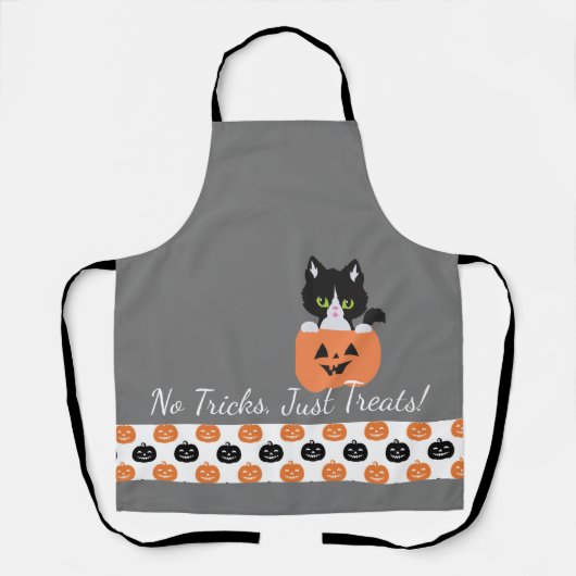 Die Katze in der Pumpkin All-over Print-Schürze Schürze (Vorderseite)