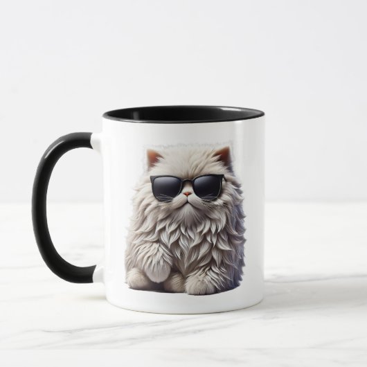 Die Katze ist zu scharf mit schwarzer Sonnenbrille Tasse (Links)