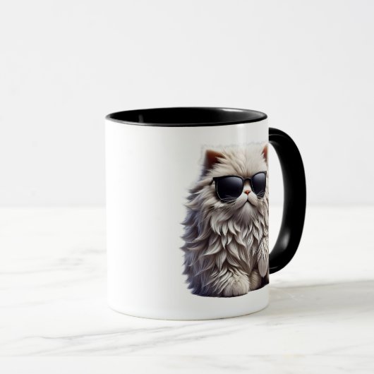 Die Katze ist zu scharf mit schwarzer Sonnenbrille Tasse (VorderseiteRechts)