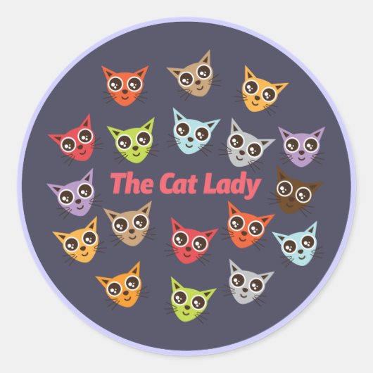 Die Katze Lady Runder Aufkleber (Vorderseite)
