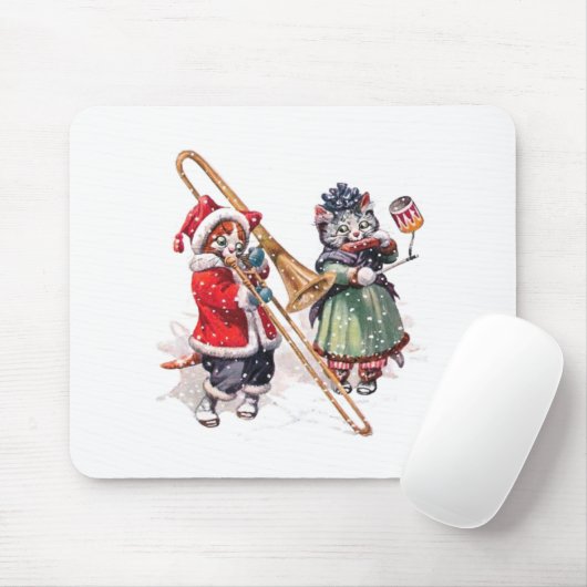 Die Katze legt die Knochen im Schnee Mousepad (Mit Mouse)