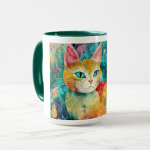 Die Katze mit auffallenden grünen Augen im Blumeng