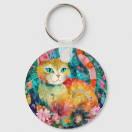Die Katze mit auffälligen grünen Augen im Blumenga Schlüsselanhänger