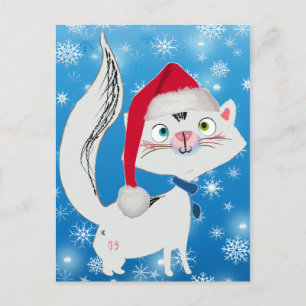 Die Katze mit der Weihnachtsmannmütze verschnaufen Feiertagspostkarte