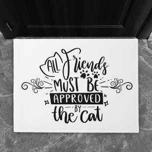 Die Katze muss den Besuchern zustimmen Niedliche Fußmatte