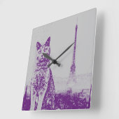 Die Katze Paris Chartreux Quadratische Wanduhr (Winkel)
