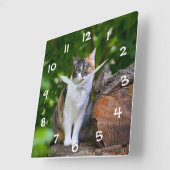 Die Katze Quadratische Wanduhr (Winkel)
