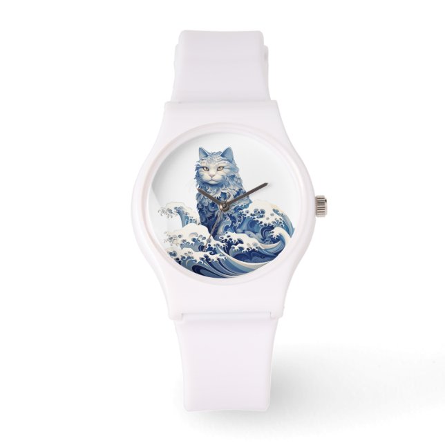 Die Katze schwindet von Kanagawa Armbanduhr (Vorderseite)
