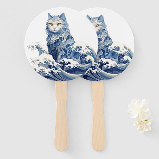 Die Katze schwindet von Kanagawa Fächer (Vorne und Hinten)