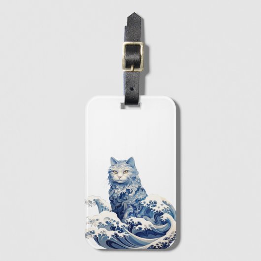 Die Katze schwindet von Kanagawa Gepäckanhänger (Vorderseite Vertikal)