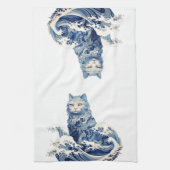 Die Katze schwindet von Kanagawa Geschirrtuch (Vertikal)