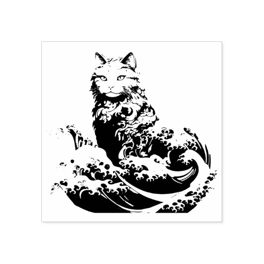 Die Katze schwindet von Kanagawa Gummistempel (Prägung)