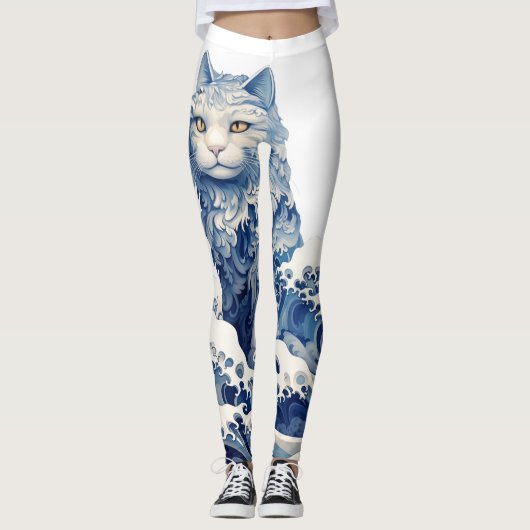Die Katze schwindet von Kanagawa Leggings (Vorderseite)