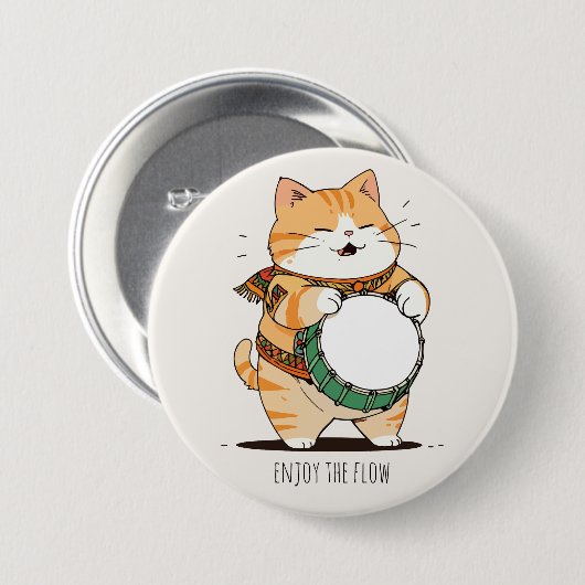 Die Katze spielt das Trost Button (Vorne & Hinten)