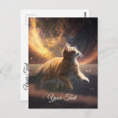 Die Katze spielt mit den Sternen. Postkarte (Vorne/Hinten)