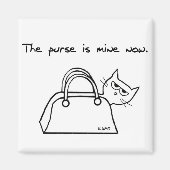 Die Katze stiehlt deine Tasche - Funny Cat Magnet (Vorne)