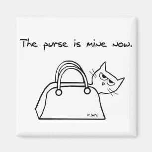 Die Katze stiehlt deine Tasche - Funny Cat Magnet