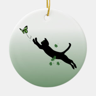 Die Katze u. der Schmetterling Keramikornament