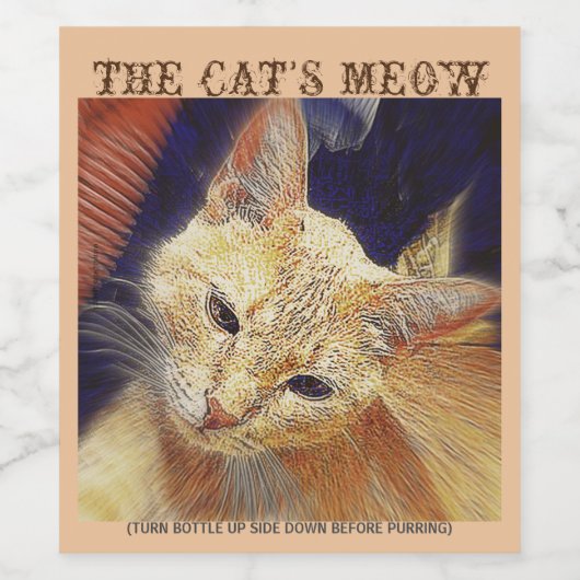 DIE KATZE....UMSCHALTTASTE NACH UNTEN 3 WEINETIKETT (Einzelnes Label)