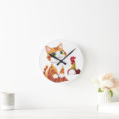 Die Katze und das Huhn Runde Wanduhr (Zuhause)
