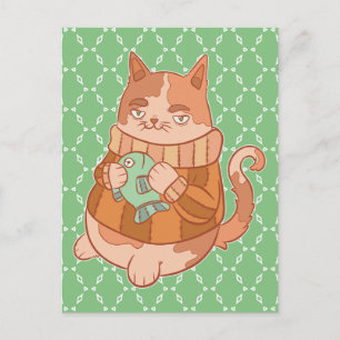 Die Katze und der Fisch Postkarte