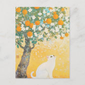 Die Katze und der Orangenbaum Postkarte (Vorderseite)