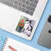 Die Katze und die Pupien Aufkleber (Laptop mit iPhone)