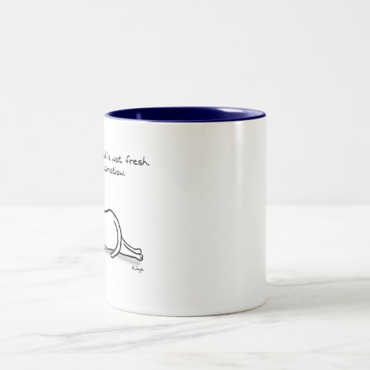 Die Katze verlangt frisches Essen - Funny Cat Gesc Zweifarbige Tasse (Mittel)
