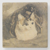 Die Katze (von Gwen John) Steinuntersetzer (Vorderseite)