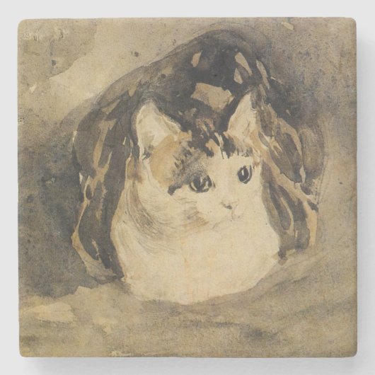 Die Katze (von Gwen John) Steinuntersetzer (Vorderseite)