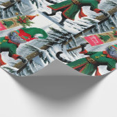 Die Katze Wald Elf frohe Weihnachtsfeier Geschenkpapier (Ecke)