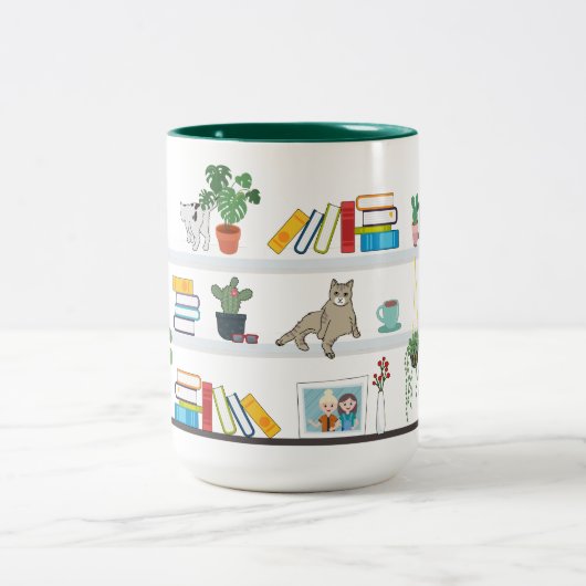 Die Katzen in der virtuellen Bibliothek Zweifarbige Tasse (Mittel)
