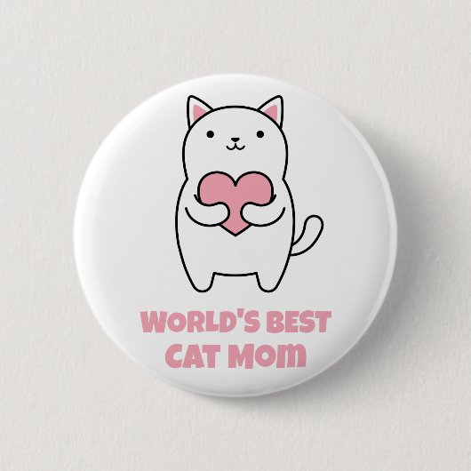Die Katzen-Mama-Herz-LiebeKitty der Welt bester Button (Vorderseite)