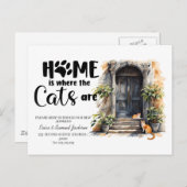 Die Katzen sind umgezogen! Ankündigungspostkarte (Vorne/Hinten)