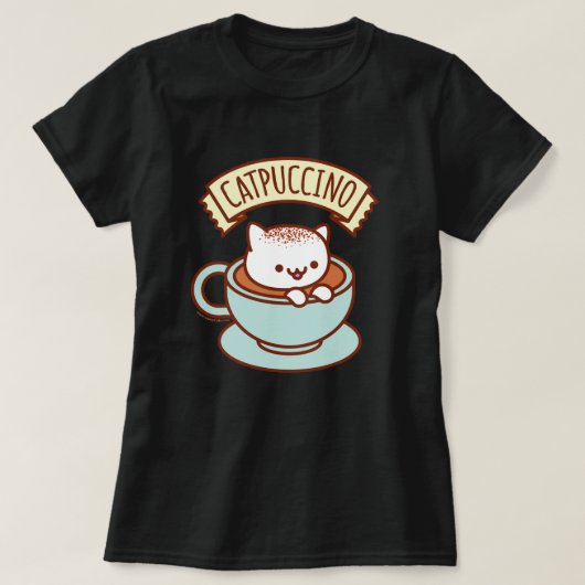 Die Katzen-T - Shirt der Frauen - "CATPUCCINO " (Design vorne)