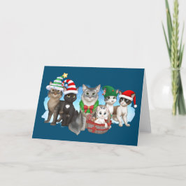 Die Katzen und die Crew Weihnachtskarte 5" x 7" Feiertagskarte