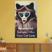 Die Katzenlady (Anpassbar) Leinwanddruck (Insitu (Wohnzimmer))