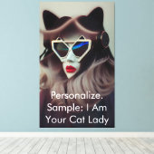 Die Katzenlady (Anpassbar) Leinwanddruck (Insitu (Holzboden))