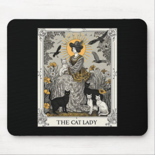 Die Katzenlady Tarotkarte Vintage Gothic Frauen Ka Mousepad