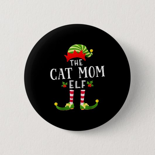 Die Katzenmutter-Elfe Weihnachten passende Pyjama Button (Vorderseite)