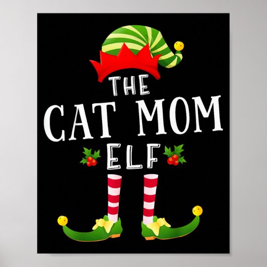 Die Katzenmutter-Elfe Weihnachten passende Pyjama Poster (Vorne)