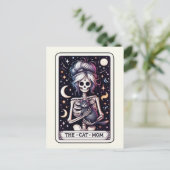 Die Katzenmutter Tarot Kunst Hexenskelett Postkarte (Stehend Vorderseite)
