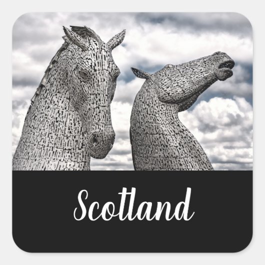 Die Kelpies in Falkirk Quadratischer Aufkleber (Vorderseite)