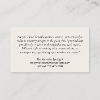Die Kenosha Spotlight Business Card Visitenkarte